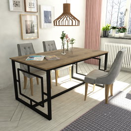 Hanah Home Mesa de Comedor Alin - Nogal y Negro